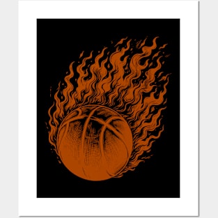 Flaming Basketball Posters and Art